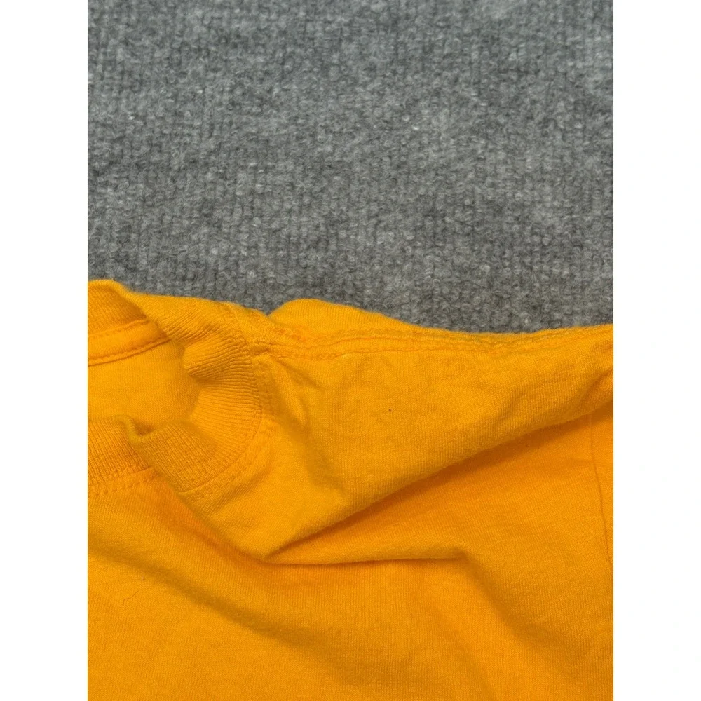 Adidas Mens Large Orange‎ Graphic T-Shirt Green Logo Short Sleeve Cotton Tee